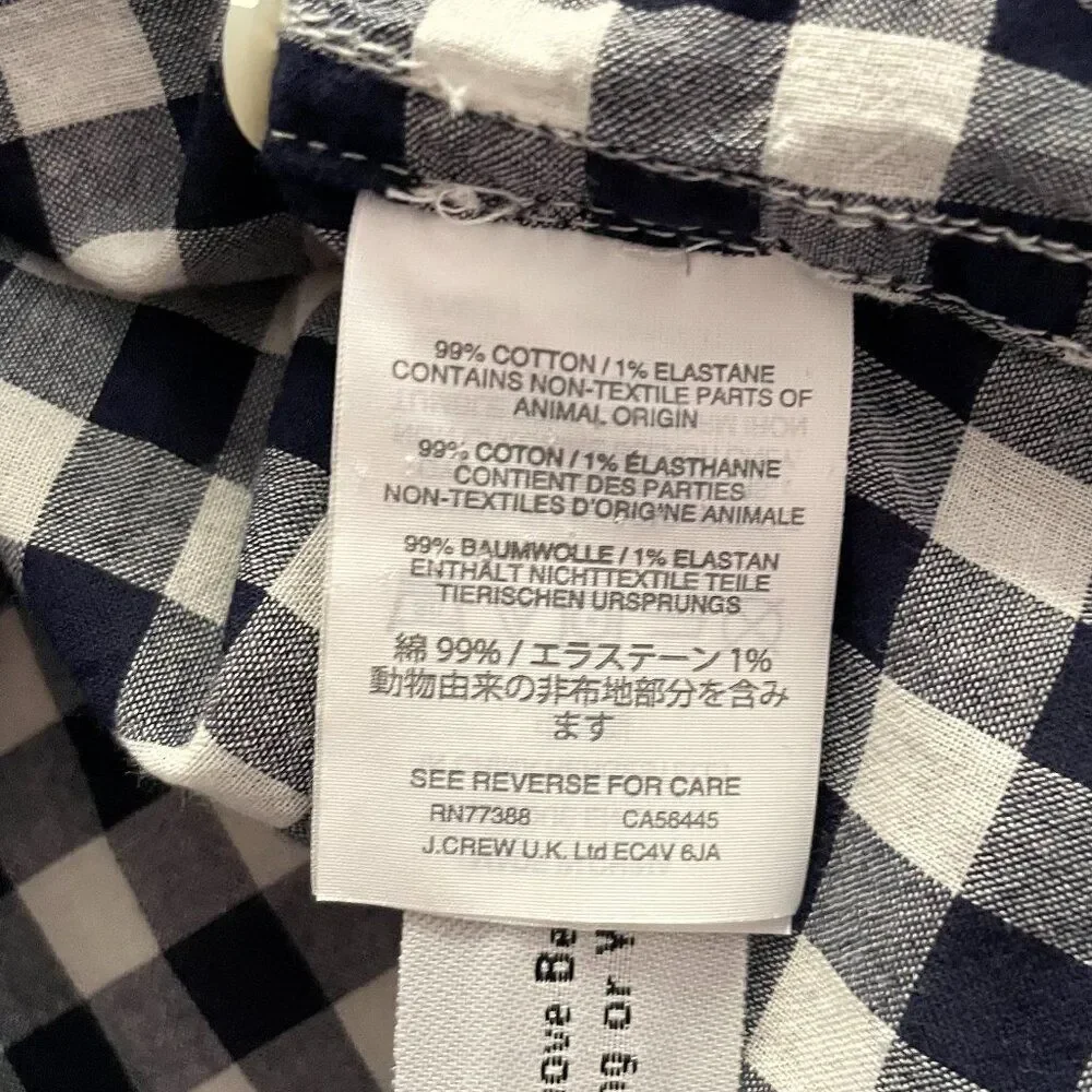 J.Crew White & Navy Plaid Gingham Long Sleeve Button Down 'Boy' Shirt Preppy